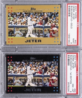 2007 Topps Gold and 1st Edition #40 Derek Jeter/George Bush/Mickey Mantle PSA-Graded Pair (2 Different)